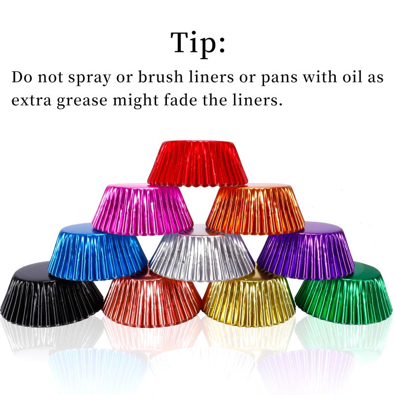 BAKHUK 500pcs Cupcake Liners for Baking, Foil Cupcake Liner, Standard Size 2 Inches 10 Colors Cupcake Liners - Image 5